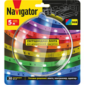 Лента светодиодная RGB комплект 5м 30шт/м адаптер 1м/пульт 95144 /Navigator Лента светодиодная RGB комплект 5м 30шт/м адаптер 1м/пульт 95144 /Navigator