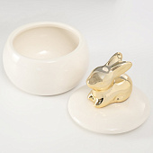 Шкатулка для украшений керамика Золотой кролик белая 8х8х10 см 10524159 Шкатулка для украшений керамика Золотой кролик белая 8х8х10 см 10524159