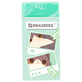 Ластик BRAUBERG "CUTE CATS", 50х24х10 мм, прямоугольный, картон.держатель, ЭКО- ПВХ, ассорти, 273227