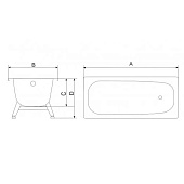  Ванна стальная 150x70х40 с ножками A-50001 Antika 