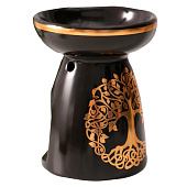  Аромалампа для эфирных масел «Древо жизни», керамика, чёрная с золотом, 9.3?9.3?11.8 см 10323622 