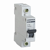 Выключатель автоматический 1 полюс 10А, GENERICA ВА47-29М Выключатель автоматический 1 полюс 10А, GENERICA ВА47-29М