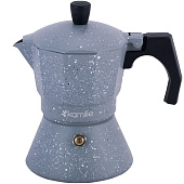  Кофеварка гейзерная 150мл (3 порции) из алюминия с широким индукц. дном (серый мрамор)2516GR 