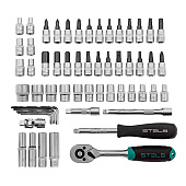 Набор инструментов, 57 предм., 1/4", CrV, пластиковый кейс Stels 14101 Набор инструментов, 57 предм., 1/4", CrV, пластиковый кейс Stels 14101