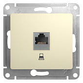 Розетка компьютерная встраиваемая RJ45 UTP cat 5e, цвет бежевый, SE Glossa