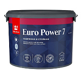 Краска моющаяся для стен и потолков Tikkurila Euro Power 7 матовая База А 9л.