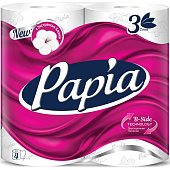 Туалетная бумага Papia белая 3-х сл. 4 шт