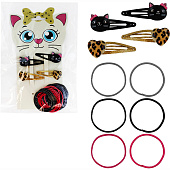Аксессуары для волос Кошечка 28пр (заколки 4шт, резинки 24шт) Аксессуары для волос Кошечка 28пр (заколки 4шт, резинки 24шт)