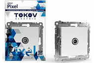 Розетка телевизионная встраиваемая, цвет белый, TOKOV Pixel 