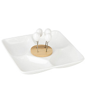 Менажница 4-х секционная со шпажками"Naturel" 20х20х9см фарфор 380040 Менажница 4-х секционная со шпажками"Naturel" 20х20х9см фарфор 380040