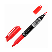  Маркер перманентный красный двусторонний Brauberg, круглый наконечник 2/4 мм, 150838 