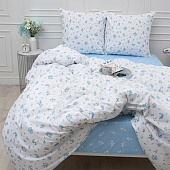 Комплект постельного белья 2 спальный Традиция, поплин, мильфлёр, голубой Комплект постельного белья 2 спальный Традиция, поплин, мильфлёр, голубой