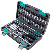 Набор инструментов, 57 предм., 1/4", CrV, пластиковый кейс Stels 14101 Набор инструментов, 57 предм., 1/4", CrV, пластиковый кейс Stels 14101