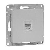 Розетка компьютерная встраиваемая RJ45 UTP cat 5e, цвет алюминий, EKF Эпика Розетка компьютерная встраиваемая RJ45 UTP cat 5e, цвет алюминий, EKF Эпика