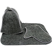  Набор для бани "Бацькина баня" (шапка, коврик, рукавичка) "Classic gray" 