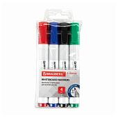  Маркеры стираемые для белой доски 4цв Brauberg Classic, 3 мм, 152117 