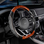 Оплетка D-тип экокожа/ПВХ M (37-39 см) SKYWAY Mix Drift-1 Черная/коричневая Оплетка D-тип экокожа/ПВХ M (37-39 см) SKYWAY Mix Drift-1 Черная/коричневая