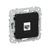 Розетка компьютерная встраиваемая RJ45 UTP cat 5e, цвет черный, IEK FLITE