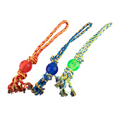 Игрушка WOGY для собак канатная l=37см с мячиком TPR d=4см, микс арт.10922-8535 Код270866