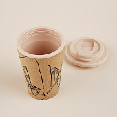 Стакан для кофе с крышкой «Тира», пробковый, 350 мл, 9,5х9,5х14,5 см, бежевый 9951492 Стакан для кофе с крышкой «Тира», пробковый, 350 мл, 9,5х9,5х14,5 см, бежевый 9951492