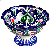  Конфетница Риштанская Керамика "Цветы", 13 см, синяя 1573801 