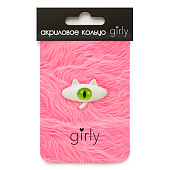  Кольцо акриловое GIRLY "Green eye", white (d=1,7 см) 