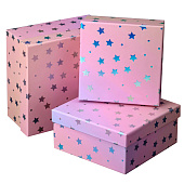 Подарочная коробка «Starry sky», pink (17х17х8) Подарочная коробка «Starry sky», pink (17х17х8)