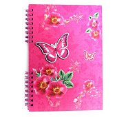  Блокнот с замком 16,5х23 см, 40л, Alingar, Бабочка и бант, гребень, ламинация, линия, AL9152 