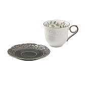  Чайная пара WY Floral Laceware, 300 мл. 15 см. фарфор, белая, серая 10791186 