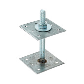 Анкер регулировочный по высоте 120х120х3,0 мм со шпилькой М20 Н=200 мм, цинк Анкер регулировочный по высоте 120х120х3,0 мм со шпилькой М20 Н=200 мм, цинк