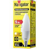Лампа LED 5Вт Е14, свеча, 2700К теплый Navigator Лампа LED 5Вт Е14, свеча, 2700К теплый Navigator