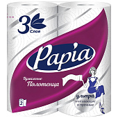  Полотенца бумажные Papia 2 рулона 3 слоя бел 