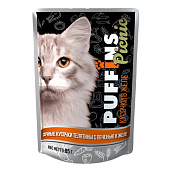  Влажный корм Паффинс picnic для кошек 85гр желе Телятина с печенью 