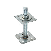 Анкер регулировочный по высоте 100х100х3,0 мм со шпилькой М20 Н=200 мм, цинк Анкер регулировочный по высоте 100х100х3,0 мм со шпилькой М20 Н=200 мм, цинк