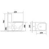 Унитаз напольный 1229 безободковый Tornado универсальный выпуск сиденье полипропилен с микролифтом ZM