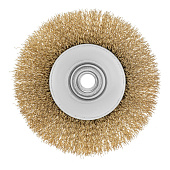 Щетка "тарелка" для УШМ 115 мм, М14 латун. витая пров.Matrix Щетка "тарелка" для УШМ 115 мм, М14 латун. витая пров.Matrix