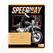 Тетрадь в клетку, 24 листа, А5, на скрепке, блок №1, Гонщику, микс Тетрадь в клетку, 24 листа, А5, на скрепке, блок №1, Гонщику, микс