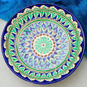 Тарелка Риштанская Керамика Узоры синяя 20 см 2870536 Тарелка Риштанская Керамика Узоры синяя 20 см 2870536