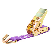  Стяжка крепления груза  1,0т  6,0м SKYWAY STAFF 25мм фиолетовый храповый механизм с крюками полиэстер 1шт 