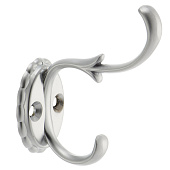 Крючок мебельный двухрожковый, малый, матовый хром KR 0111 SC Крючок мебельный двухрожковый, малый, матовый хром KR 0111 SC