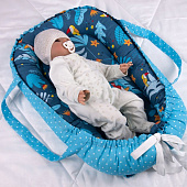 Позиционер для сна кокон-гнездышко 50х75 BabyRelax с ручками, синий, 4976 Позиционер для сна кокон-гнездышко 50х75 BabyRelax с ручками, синий, 4976
