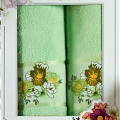 Комплект полотенец в коробке MERZUKA махровые 2 шт.LOTUS (фисташковый) Комплект полотенец в коробке MERZUKA махровые 2 шт.LOTUS (фисташковый)