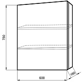  Шкаф с зеркалом 750х600х160 Комбо 60 дуб сонома МЕГА 