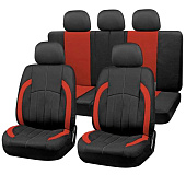 Чехлы на сиденья SKYWAY Forsage полиэстер/сетка 9 предм. черно/красный Чехлы на сиденья SKYWAY Forsage полиэстер/сетка 9 предм. черно/красный