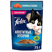 Влажный корм FELIX Аппетитные Кусочки Форель 75г Влажный корм FELIX Аппетитные Кусочки Форель 75г
