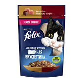  Влажный корм для кошек FELIX ДвойнВкус  Индейка&Печень (ж) 75г 