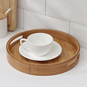 Поднос с ручками Striata, d=25 см, бамбук 7061087 Поднос с ручками Striata, d=25 см, бамбук 7061087