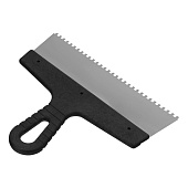 Шпатель зубчатый 250мм, зуб 4х4мм, пластмассовая ручка, нержавеющая сталь Шпатель зубчатый 250мм, зуб 4х4мм, пластмассовая ручка, нержавеющая сталь