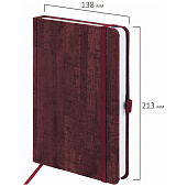  Ежедневник А5 недатированный Brauberg Wood, под кожу, резинка, 136 л, бордовый, 111675 