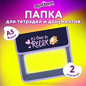 Папка для тетрадей Юнландия А5, пластик, 2 отделения, клапан на липучке, Bored cat, 272189 Папка для тетрадей Юнландия А5, пластик, 2 отделения, клапан на липучке, Bored cat, 272189